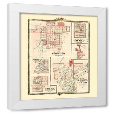 Fairfield, Carroll, Birmingham, Walcott, Keosauqua White Modern Wood Framed Art Print by Andreas