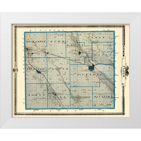 Floyd Iowa Landowner - Andreas 1874 White Modern Wood Framed Art Print by Andreas