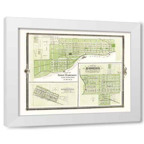 Fort Madison, Mechanicsville, Bloomfield Iowa White Modern Wood Framed Art Print by Andreas