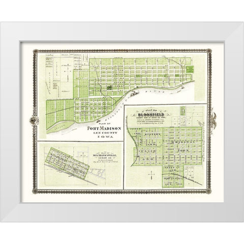 Fort Madison, Mechanicsville, Bloomfield Iowa White Modern Wood Framed Art Print by Andreas