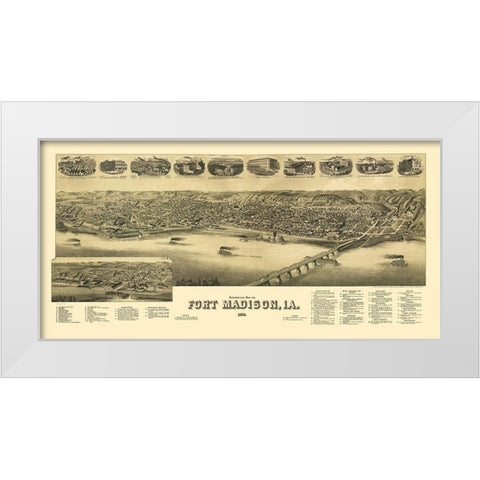 Fort Madison Iowa - Wellge 1889 White Modern Wood Framed Art Print by Wellge
