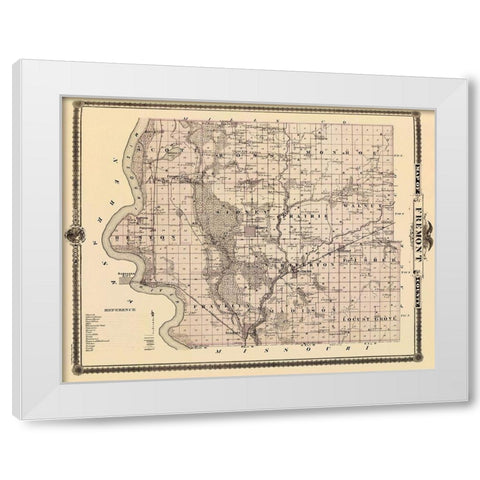 Fremont Iowa Landowner - Andreas 1875 White Modern Wood Framed Art Print by Andreas