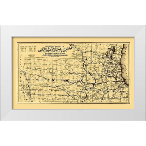 Galena and Chicago Union Railroad - Colton 1862 White Modern Wood Framed Art Print by Colton