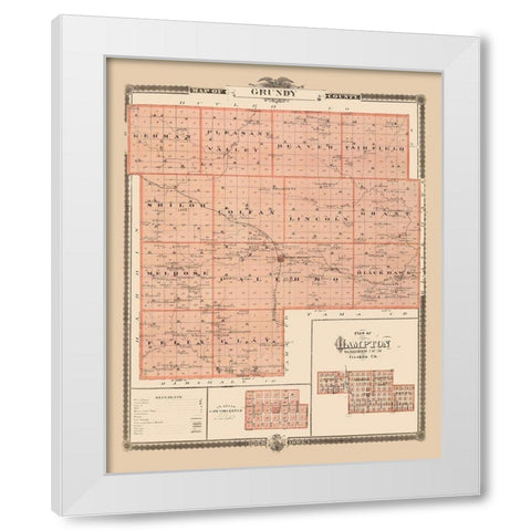 Grundy Iowa Landowner - Andreas 1874 White Modern Wood Framed Art Print by Andreas