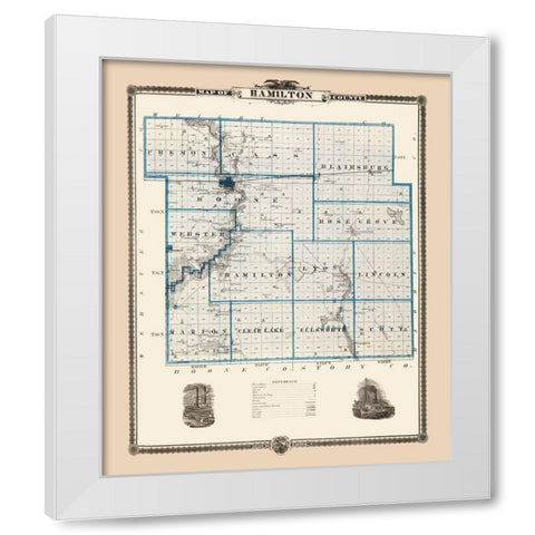 Hamilton Iowa Landowner - Andreas 1874 White Modern Wood Framed Art Print by Andreas
