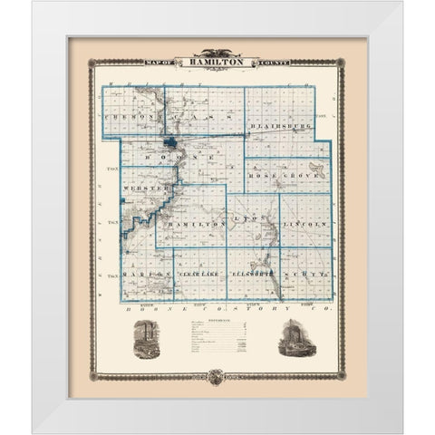 Hamilton Iowa Landowner - Andreas 1874 White Modern Wood Framed Art Print by Andreas