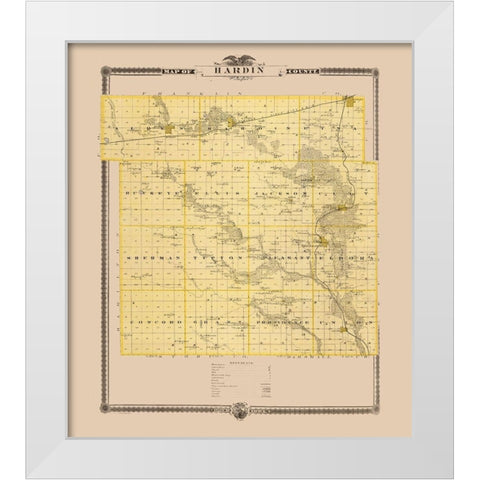 Hardin Iowa Landowner - Andreas 1874 White Modern Wood Framed Art Print by Andreas