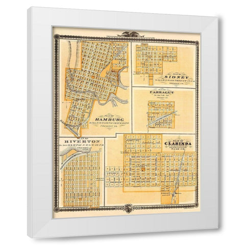 Hamburg, Sidney, Farragut, Riverton, Clarinda Iowa White Modern Wood Framed Art Print by Andreas