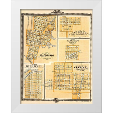 Hamburg, Sidney, Farragut, Riverton, Clarinda Iowa White Modern Wood Framed Art Print by Andreas