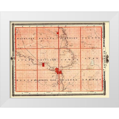 Humboldt Iowa Landowner - Andreas 1874 White Modern Wood Framed Art Print by Andreas