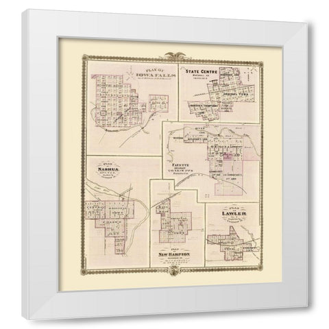 Iowa Falls, Nashua, Fayette, State Centre Iowa White Modern Wood Framed Art Print by Andreas