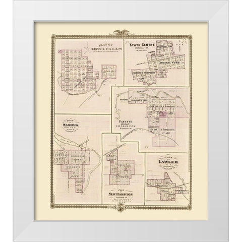 Iowa Falls, Nashua, Fayette, State Centre Iowa White Modern Wood Framed Art Print by Andreas