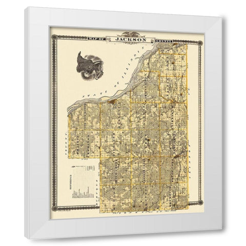 Jackson Iowa Landowner - Shober 1875 White Modern Wood Framed Art Print by Shober