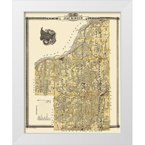 Jackson Iowa Landowner - Shober 1875 White Modern Wood Framed Art Print by Shober