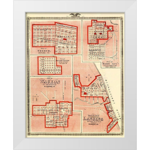 Lansing, Waukon, Cresco, Mason, Butler Iowa White Modern Wood Framed Art Print by Andreas
