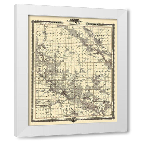Linn  Mt Vernon Iowa Landowner - Shober 1875 White Modern Wood Framed Art Print by Shober