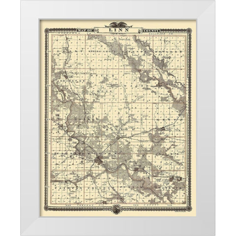 Linn  Mt Vernon Iowa Landowner - Shober 1875 White Modern Wood Framed Art Print by Shober