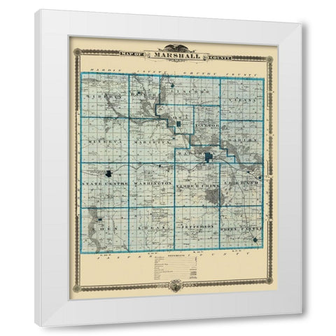 Marshall Iowa Landowner - Shober 1875 White Modern Wood Framed Art Print by Shober