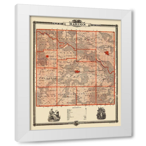 Marion Iowa Landowner - Shober 1875 White Modern Wood Framed Art Print by Shober