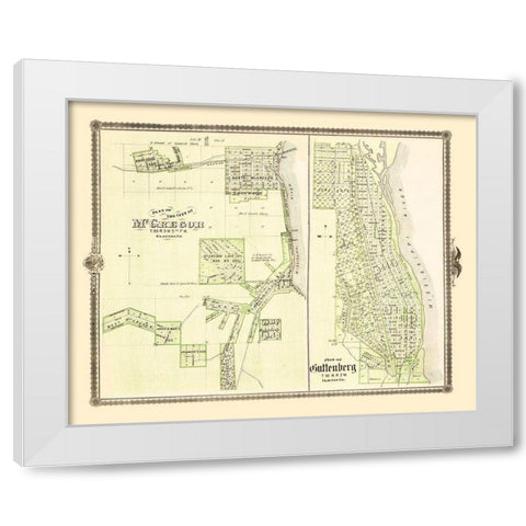 Mcgregor, Guttenberg Iowa Landowner - Andreas 1874 White Modern Wood Framed Art Print by Andreas