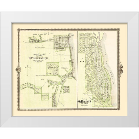 Mcgregor, Guttenberg Iowa Landowner - Andreas 1874 White Modern Wood Framed Art Print by Andreas