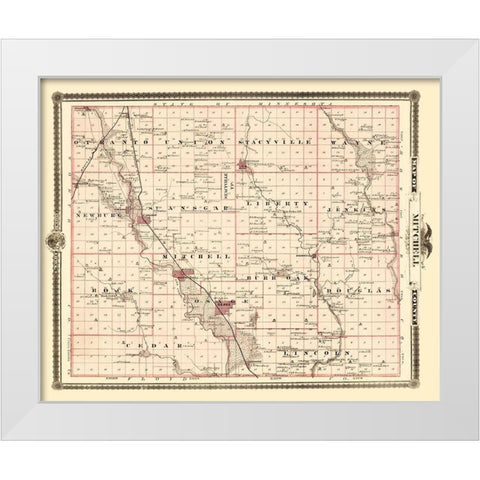 Mitchell Iowa Landowner - Andreas 1874 White Modern Wood Framed Art Print by Andreas