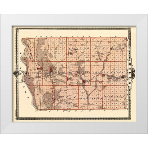 Mills Iowa - Shober 1875 White Modern Wood Framed Art Print by Shober
