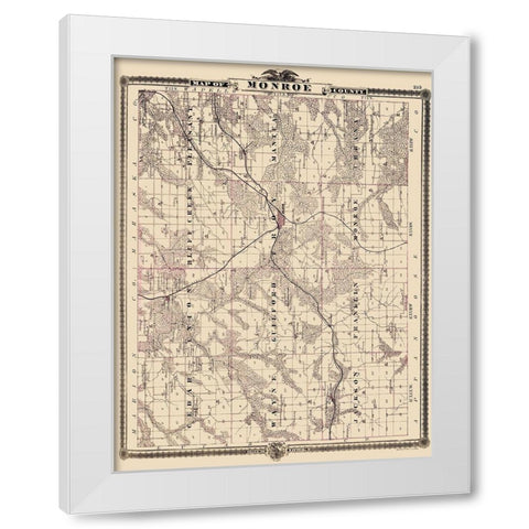 Monroe Iowa - Shober 1875 White Modern Wood Framed Art Print by Shober