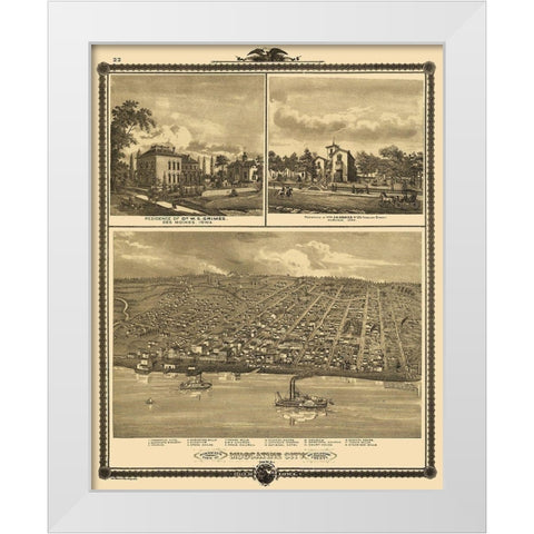Muscatine Iowa - Andreas 1875 White Modern Wood Framed Art Print by Andreas