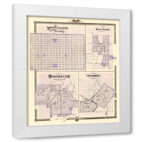 Osage, West Union, Webster City, Clermont Iowa White Modern Wood Framed Art Print by Andreas