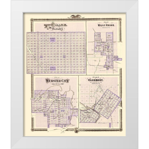 Osage, West Union, Webster City, Clermont Iowa White Modern Wood Framed Art Print by Andreas