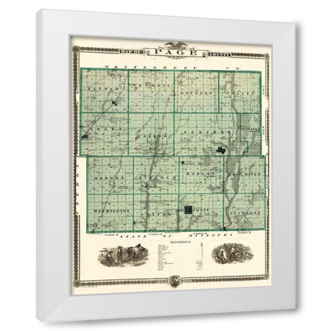 Page Iowa Landowner - Andreas 1874 White Modern Wood Framed Art Print by Andreas