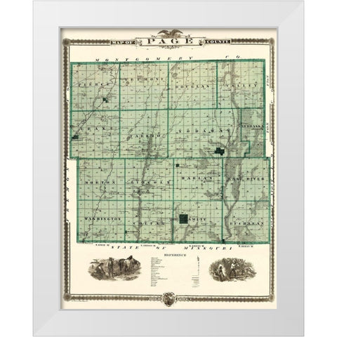 Page Iowa Landowner - Andreas 1874 White Modern Wood Framed Art Print by Andreas