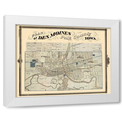 Des Moines Iowa Landowner - Andreas 1875 White Modern Wood Framed Art Print by Andreas