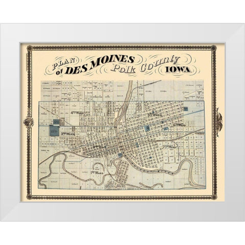 Des Moines Iowa Landowner - Andreas 1875 White Modern Wood Framed Art Print by Andreas