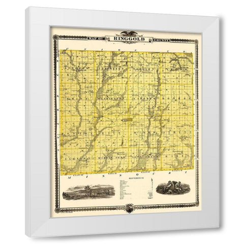 Ringgold Iowa Landowner - Andreas 1875 White Modern Wood Framed Art Print by Andreas