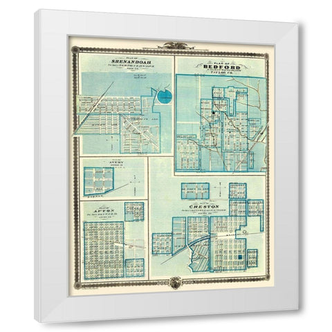 Shenandoah, Bedford, Avery, Afton, Creston Iowa White Modern Wood Framed Art Print by Andreas