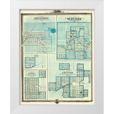 Shenandoah, Bedford, Avery, Afton, Creston Iowa White Modern Wood Framed Art Print by Andreas