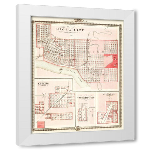 Sioux City, Le Mars Iowa - Andreas 1875 White Modern Wood Framed Art Print by Andreas
