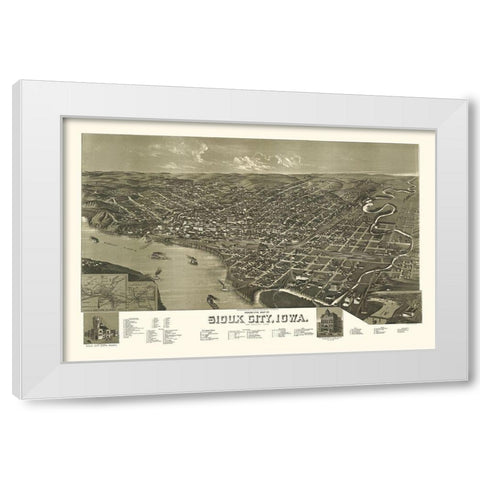 Sioux City Iowa - Wellge 1888 White Modern Wood Framed Art Print by Wellge
