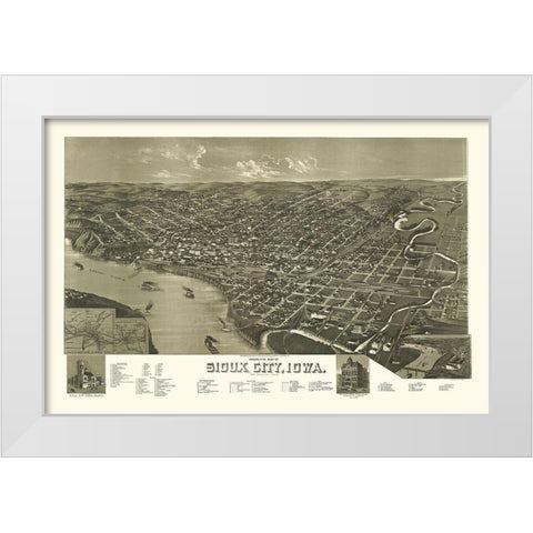 Sioux City Iowa - Wellge 1888 White Modern Wood Framed Art Print by Wellge