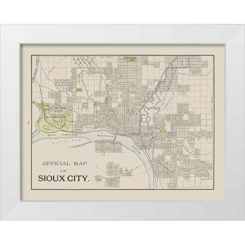 Sioux City Iowa - Cram 1892 White Modern Wood Framed Art Print by Cram