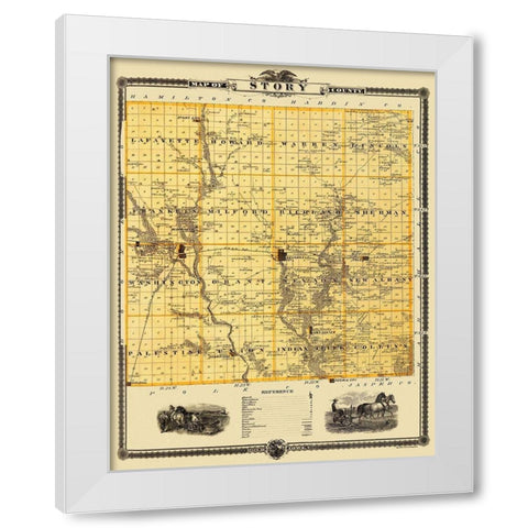 Story Iowa Landowner - Shober 1875 White Modern Wood Framed Art Print by Shober