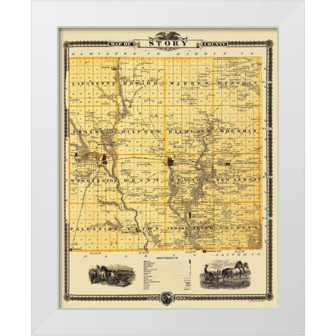 Story Iowa Landowner - Shober 1875 White Modern Wood Framed Art Print by Shober