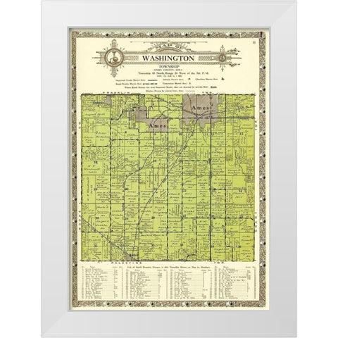 Washington Iowa Landowner - Kenyon 1926 White Modern Wood Framed Art Print by Kenyon