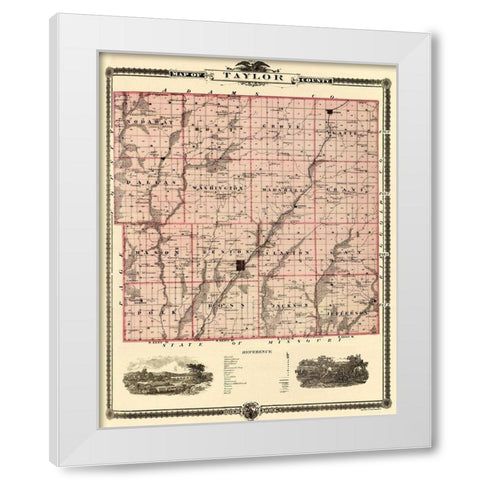 Taylor Iowa Landowner - Andreas 1875 White Modern Wood Framed Art Print by Andreas