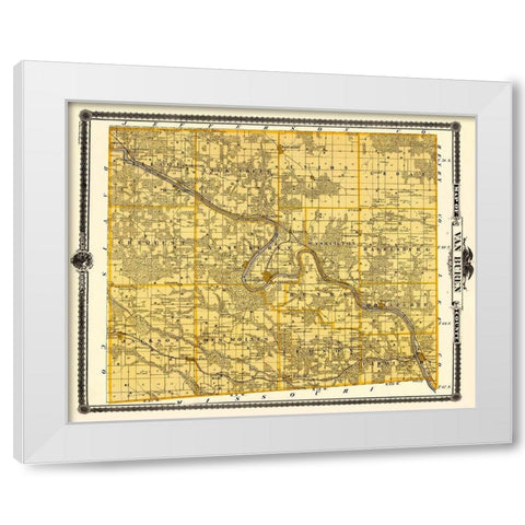 Van Buren Iowa Landowner - Andreas 1875 White Modern Wood Framed Art Print by Andreas