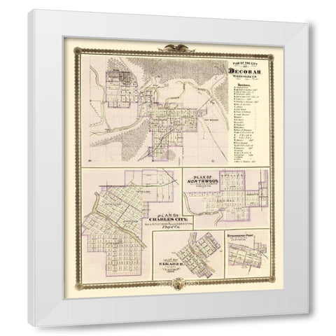 Decorah, Northwood, Charles City Iowa White Modern Wood Framed Art Print by Andreas