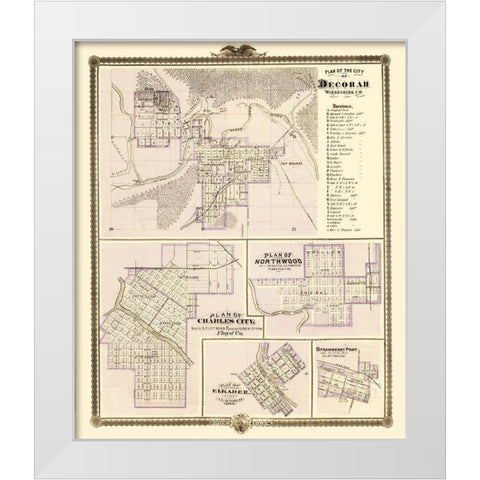 Decorah, Northwood, Charles City Iowa White Modern Wood Framed Art Print by Andreas