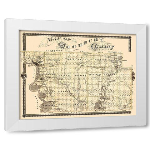 Woodbury Iowa Landowner - Shober 1875 White Modern Wood Framed Art Print by Shober